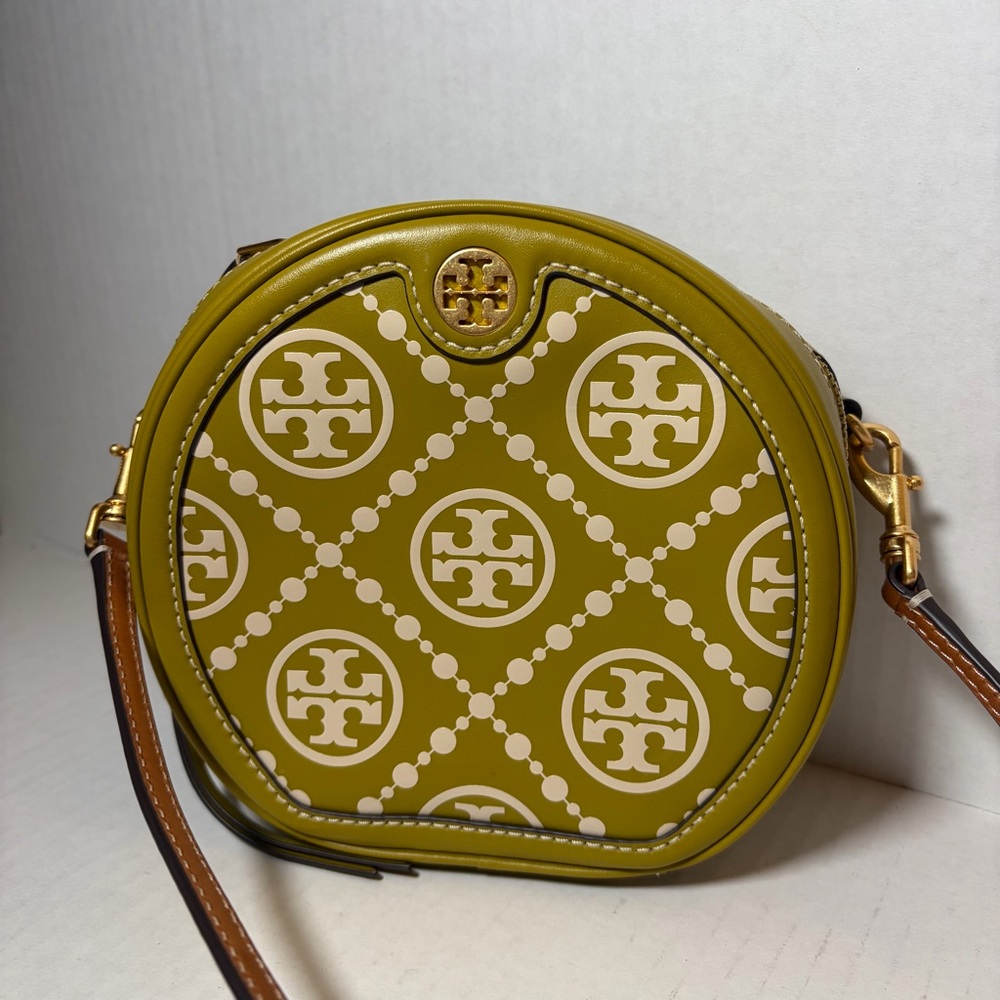 Tory Burch T Monogram Jacquard Circle Bag Palm New Cream Crossbody
